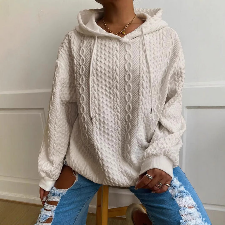 Damen gemütlicher Hoodie mit strukturiertem Strickdesign Drune
