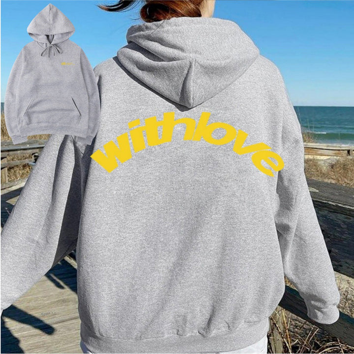 Unisex nan oversized Kapuzenpullover mit großflächigem Rückenprint, Kängurutasche und gerippten Bündchen Drune