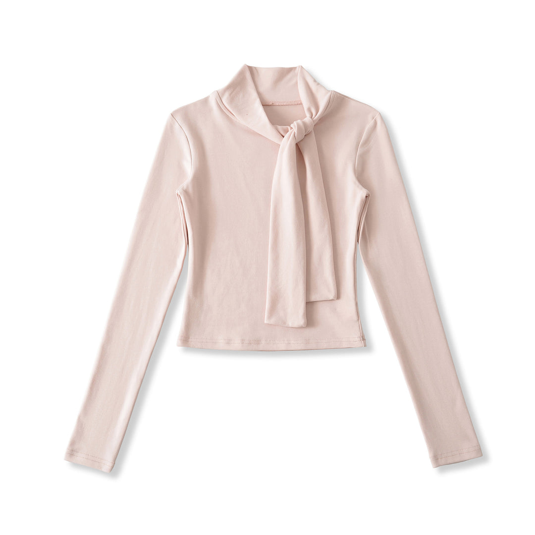 Damen Langarmshirt mit schickem Schlupfkragen und femininer Schleifenoptik Drune