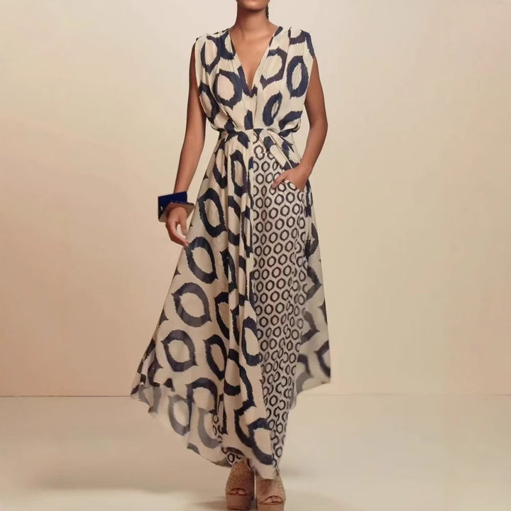 Damen Maxikleid mit raffiniertem Wickeldesign und Taschen Drune