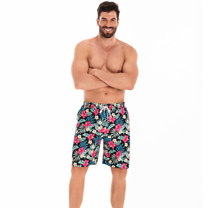 Herren Badeshorts mit floralem Muster und elastischem Bund Drune