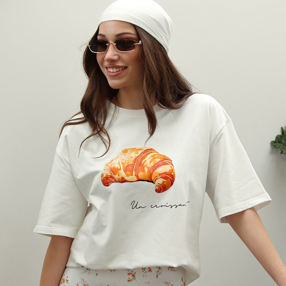 Damen lässiges Grafik T-Shirt mit weitem Schnitt Drune