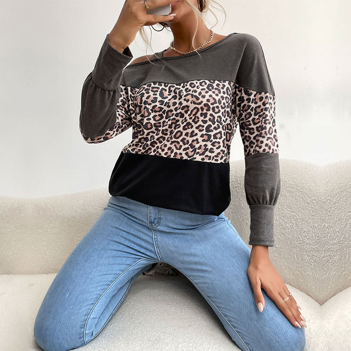 Damen Off-Shoulder Sweatshirt mit tierischem Print und lässigem Schnitt Drune