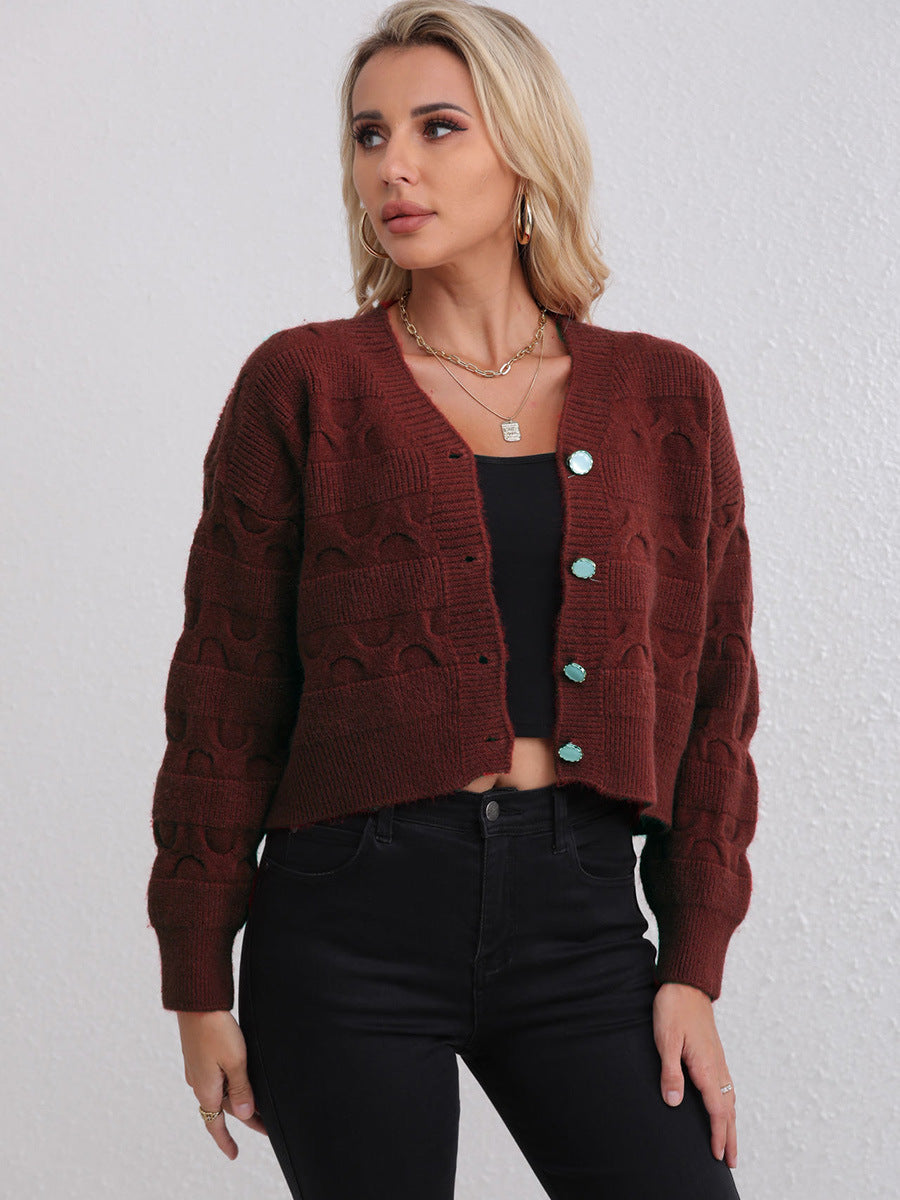 Damen Strickjacke mit strukturiertem Muster und modischen Knöpfen Drune