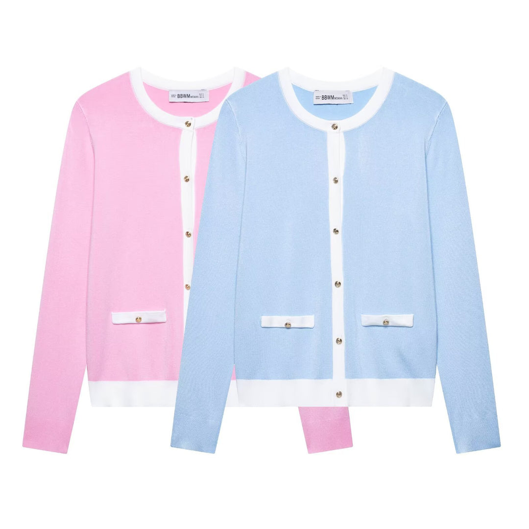 Damen elegante Strickjacke mit dekorativen Knöpfen und Taschen Drune