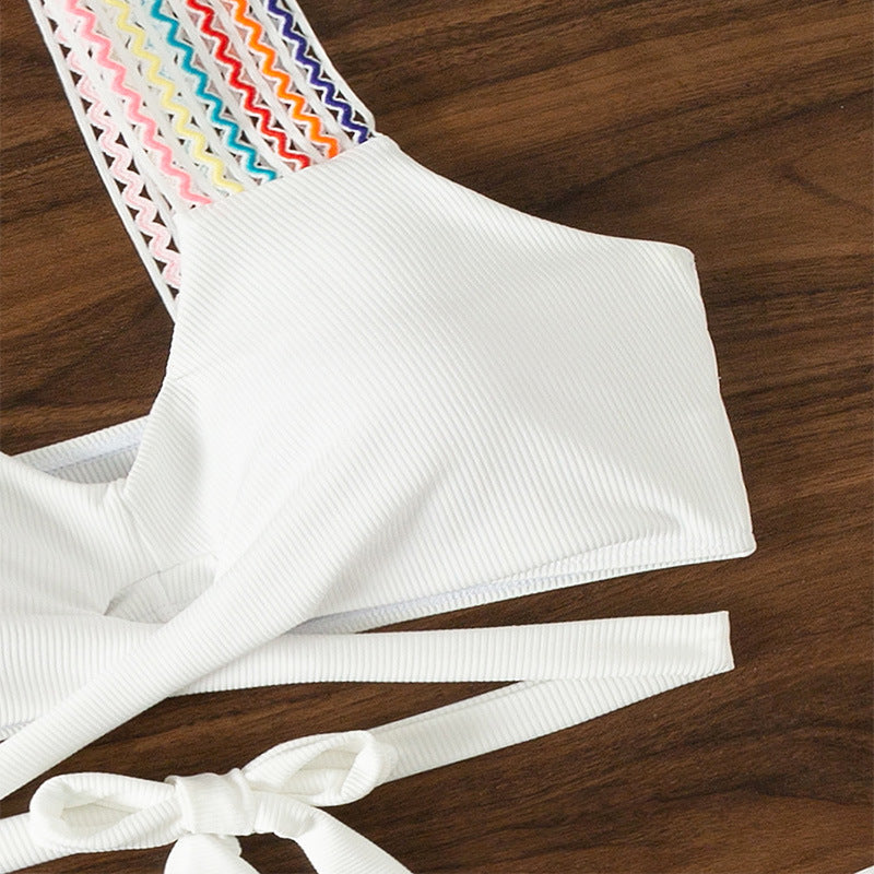 Damen Hoch tailliertes Bikini-Set mit modischen Trägersystem Drune