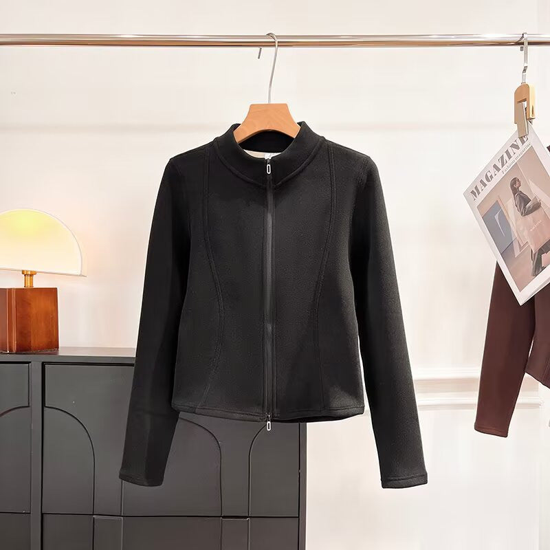 Damen Fleece-Jacke mit innovativem Stehkragen und sportlichem Schnitt Drune