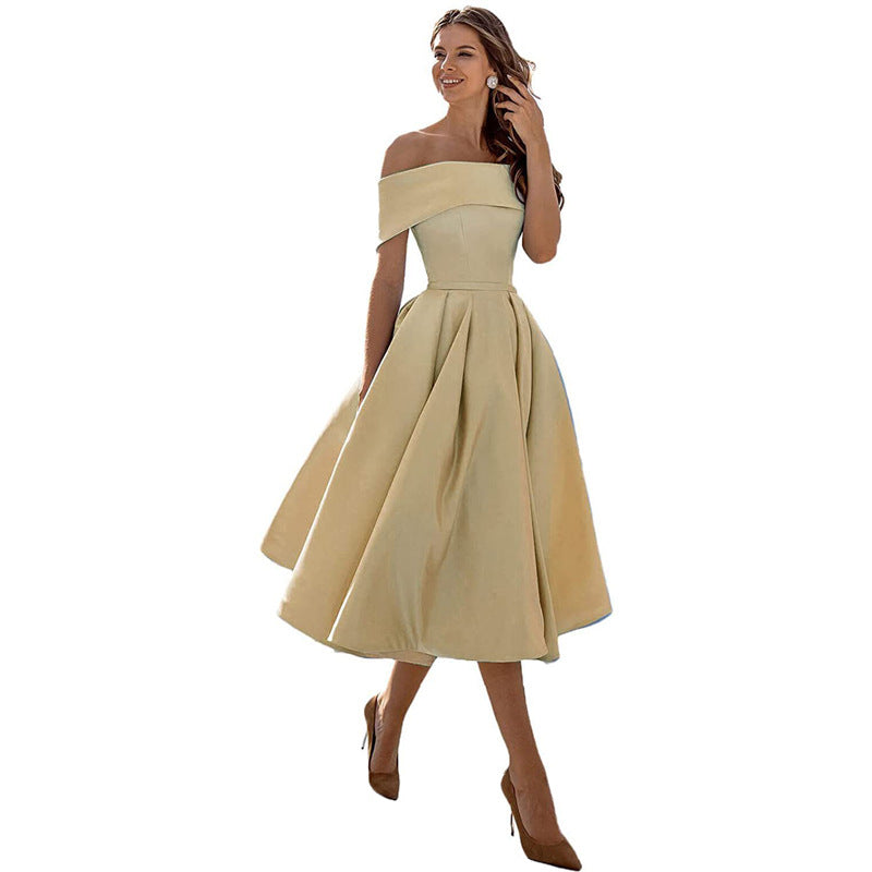 Drune | Legere Mode Satin Cocktailkleid Ohne Träger