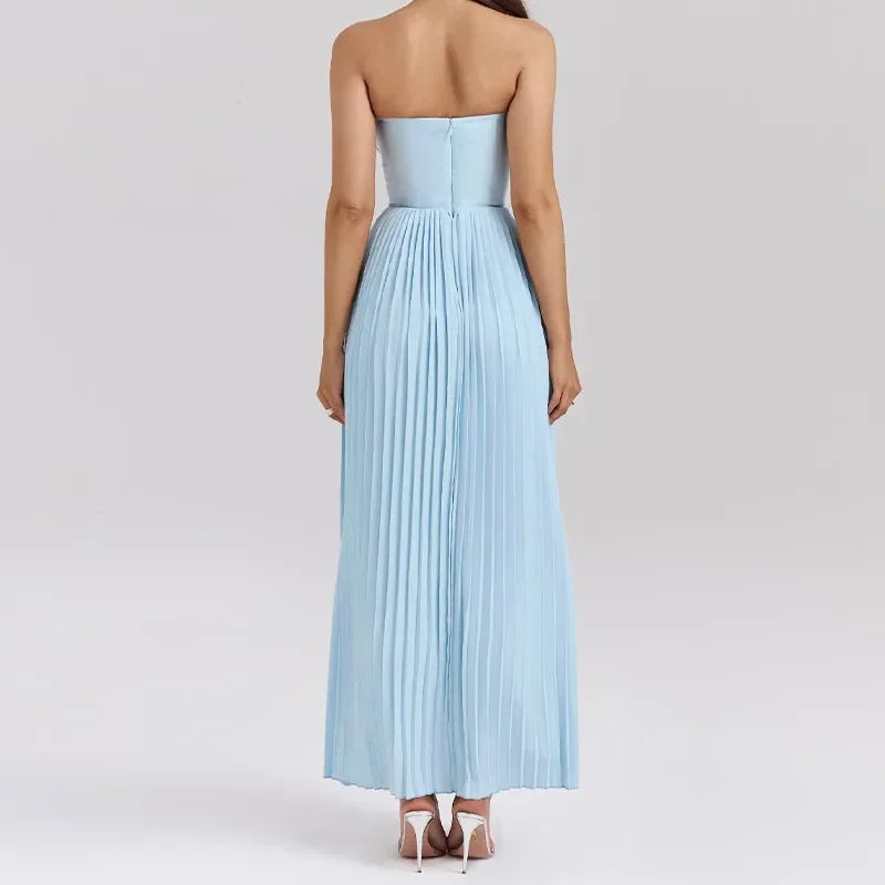 Damen Elegantes plissiertes Abendkleid Drune