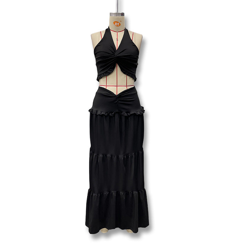 Damen Maxikleid mit raffiniertem Knotendesign und fließendem Rock Drune