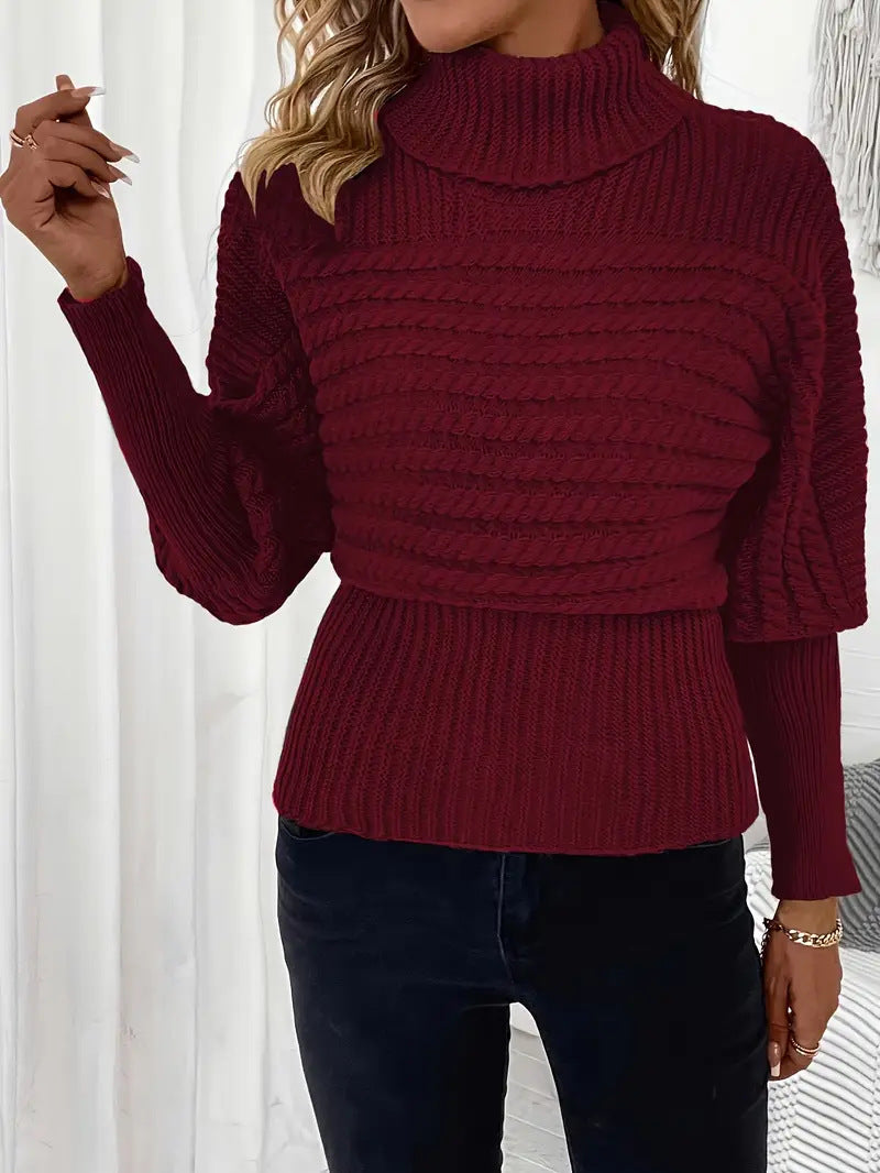Damen Modischer Rollkragenpullover mit strukturiertem Design Drune