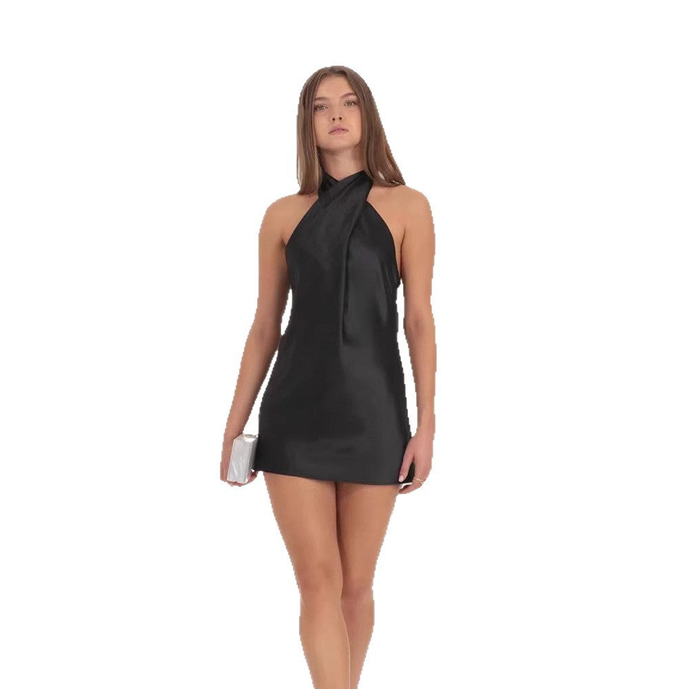 Damen Halterkleid mit schwingendem Rock und elegantem Knotendesign Drune