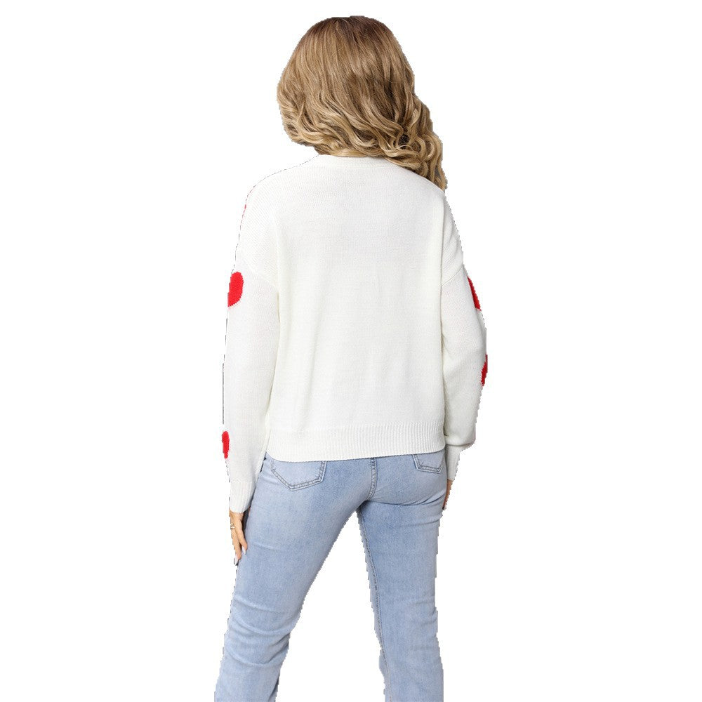 Damen Strickjacke mit Herzmuster und tiefem V-Ausschnitt Drune