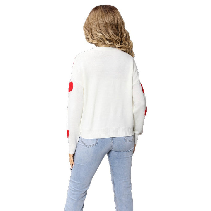 Damen Strickjacke mit Herzmuster und tiefem V-Ausschnitt Drune