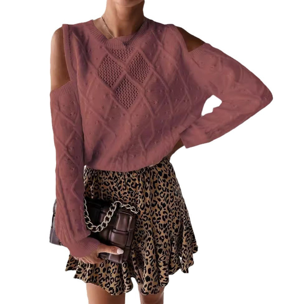 Damen Strickpullover mit modischem Lochmuster und Zopfdetails Drune