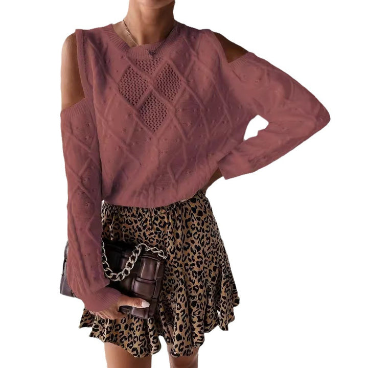 Damen Strickpullover mit modischem Lochmuster und Zopfdetails Drune