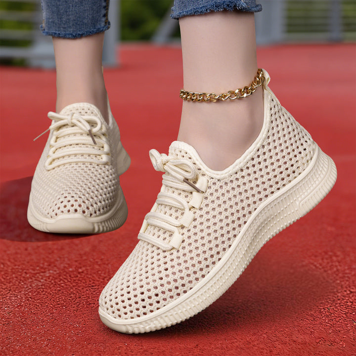 Damen nan atmungsaktiver Mesh-Slip-On Sneaker mit elastischer Schnürung und flexibler Profilsohle Drune