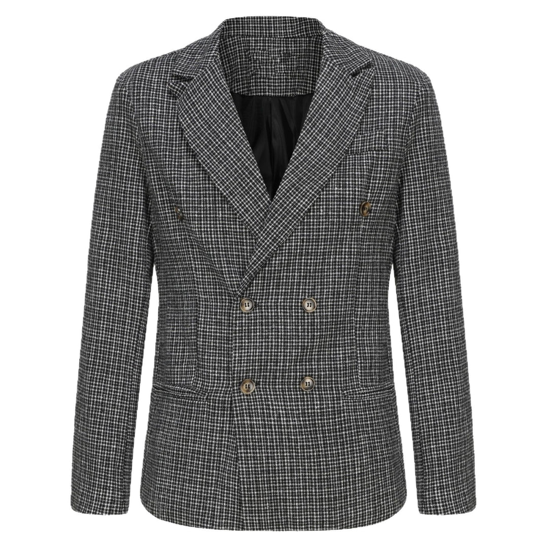 Herren nan zweireihiger strukturierter Wollmix-Blazer mit Peak-Revers und tailliertem Schnitt Drune