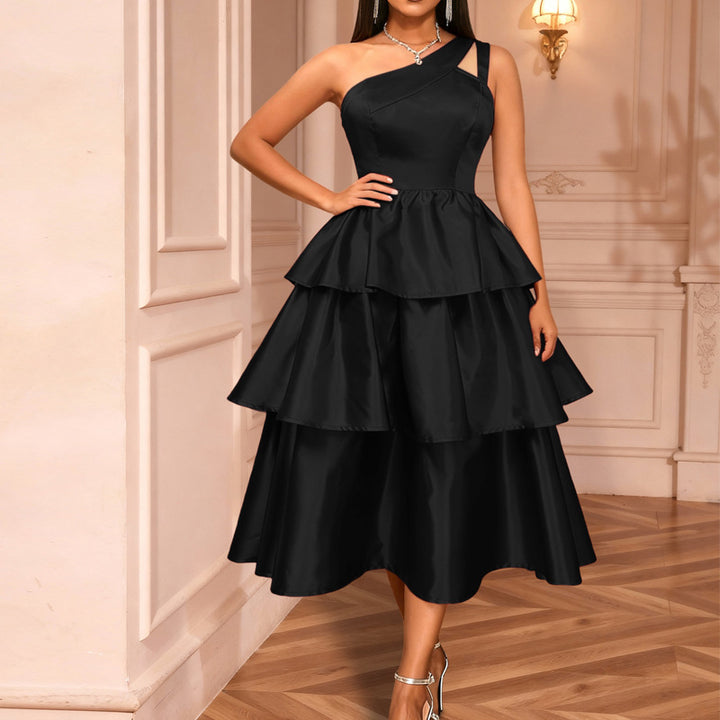 Damen festliches Wickelkleid mit voluminösem Rüschendesign Drune