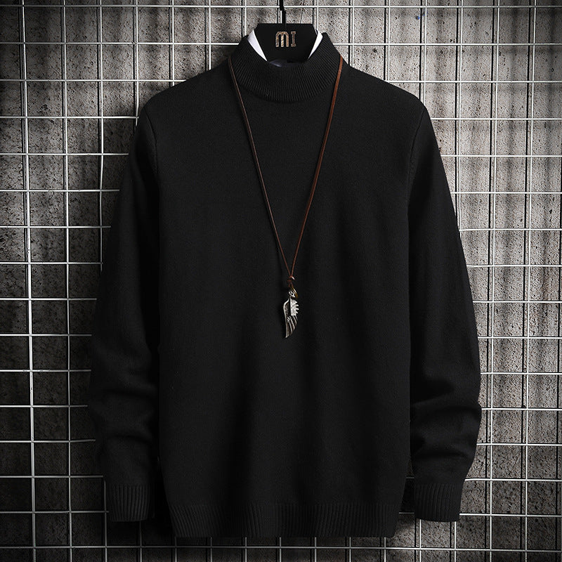 Herren nan Premium Stehkragenpullover aus feinem Baumwoll-Mix mit gerippten Bündchen und schmaler Silhouette Drune