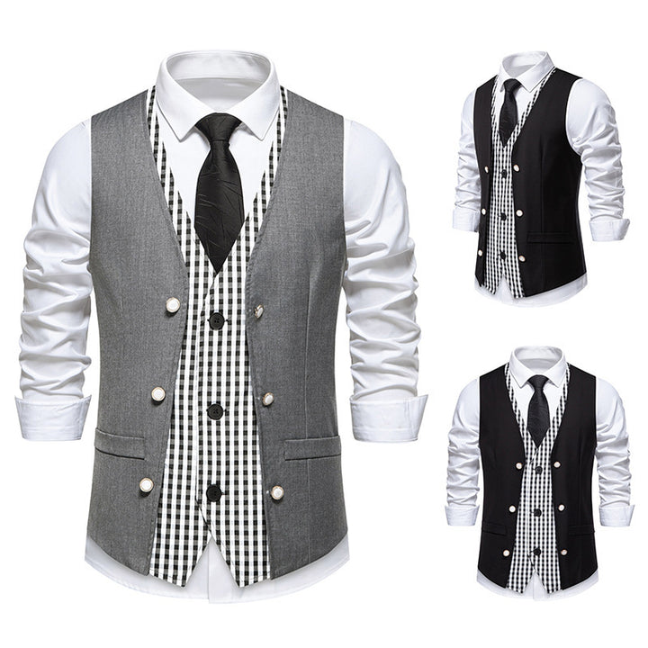 Herren elegante Weste mit kariertem Innenfutter Drune