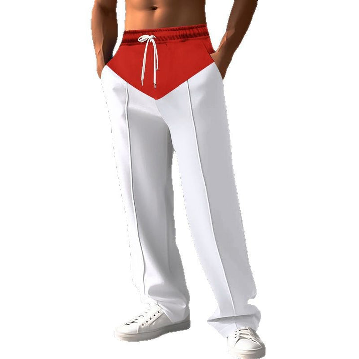 Herren nan Relaxed-Fit Sweathose mit V-Bund, Kordelzug, Eingrifftaschen und sichtbarer Bügelfalte Drune