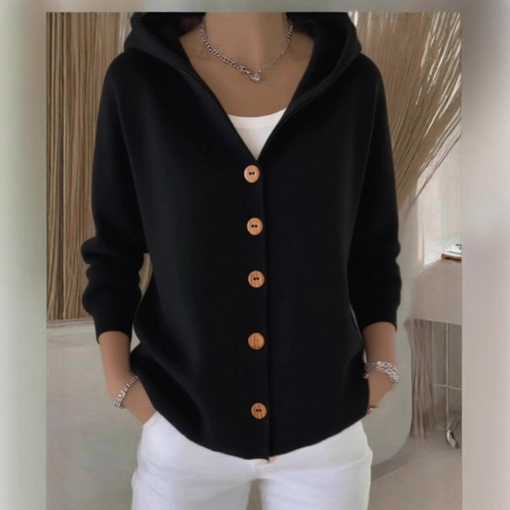 Damen Kapuzenstrickjacke mit praktischen Knopfdetails und lässigem Schnitt Drune