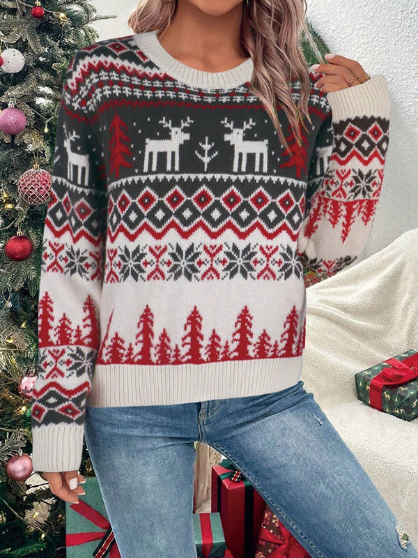 Damen Weihnachtspullover mit festlichem Rentier-Design und weichem Material Drune