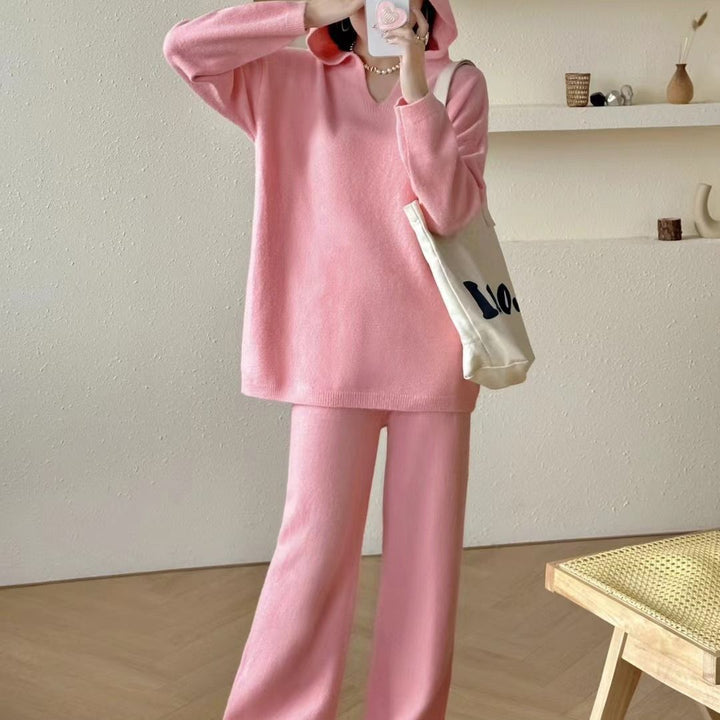 Damen lässiger Strickanzug mit weichem Material und entspannter Passform Drune