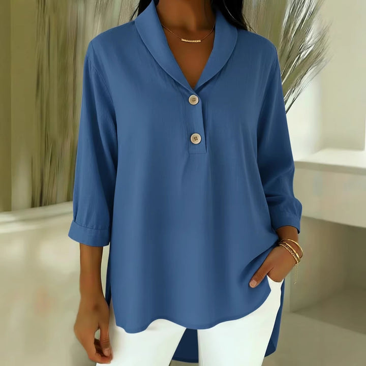 Damen Elegantes Hemd mit modernem Kragen und Knopfdetails Drune