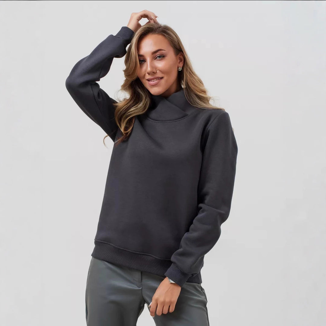 Damen lässiger Pullover mit modernem Stehkragen und hochwertiger Baumwolle Drune