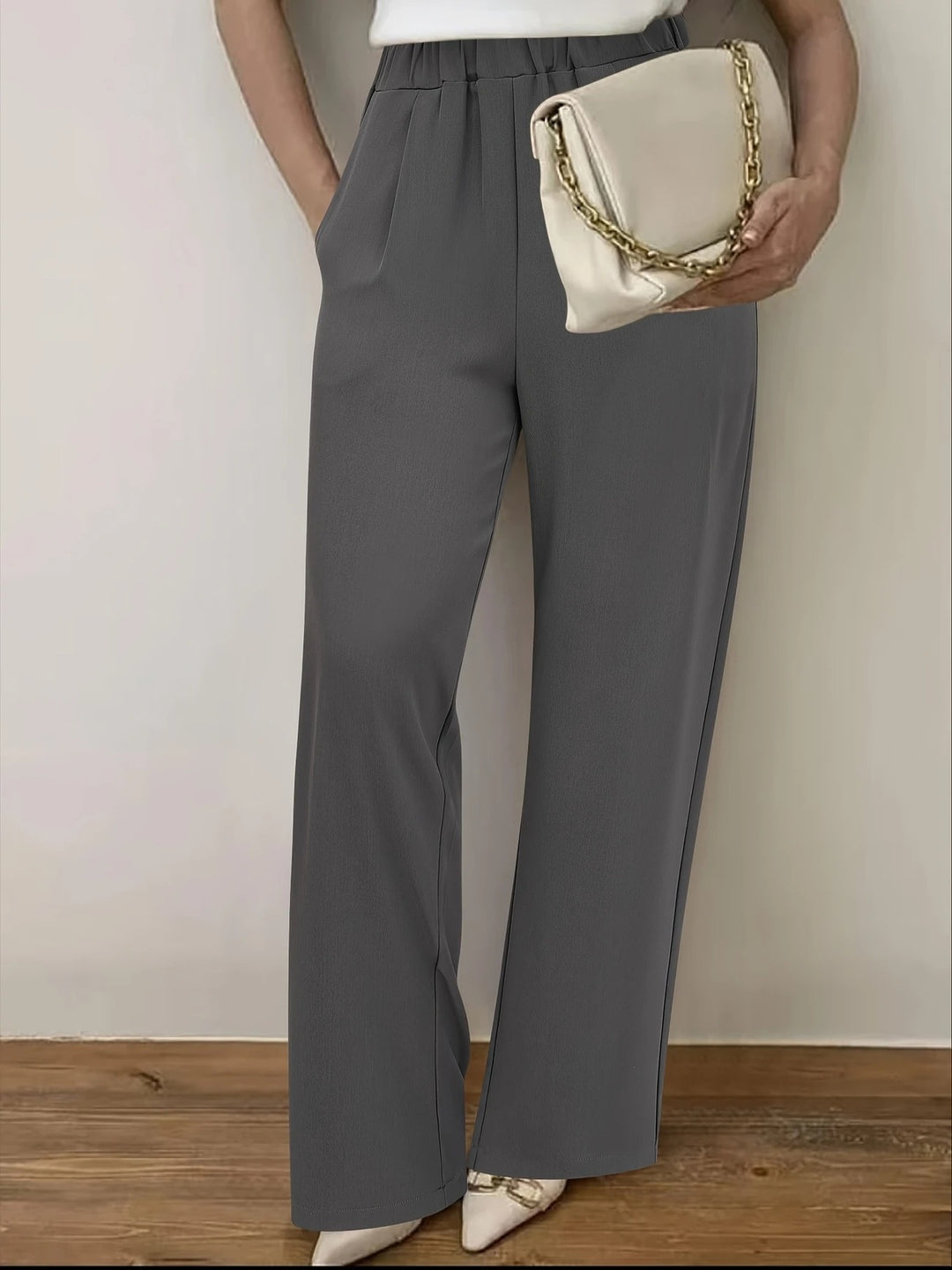 Damen Elegante weite Bundfaltenhose Drune