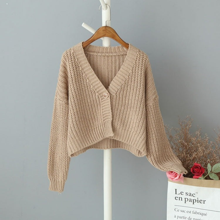 Damen Grob gestrickte Cardigan mit tiefem V-Ausschnitt und lockerer Passform Drune