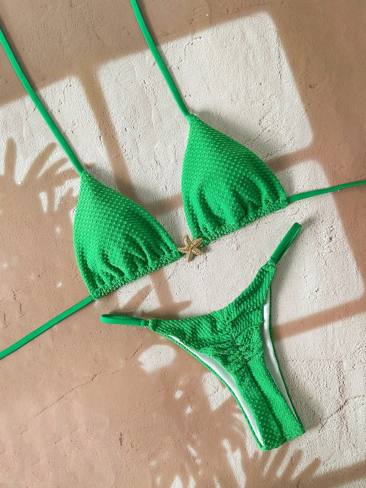 Damen Triangel-Bikini mit strukturiertem Stoff und maritimen Details Drune