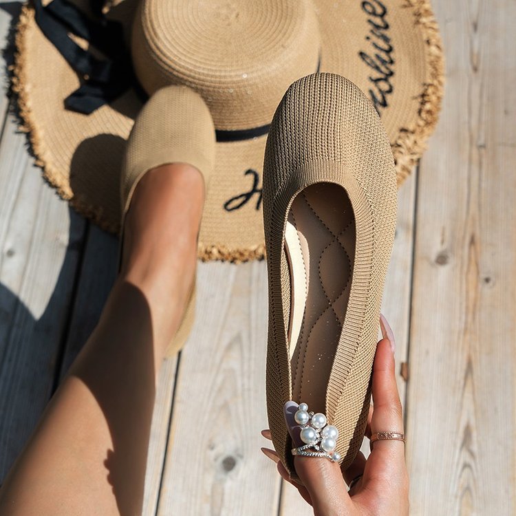 Damen Ballerinas mit Flexiblem Obermaterial und Rutschfester Sohle Drune
