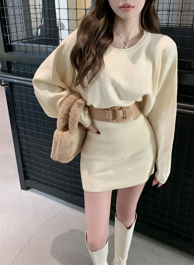 Damen Strickkleid mit lässigem Schnitt und harmonischer Rippstruktur Drune