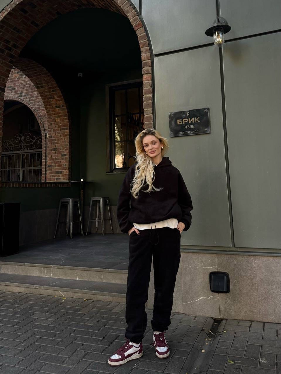 Damen kuscheliger Fleece-Jogginganzug mit hohen Bündchen und praktischen Taschen Drune