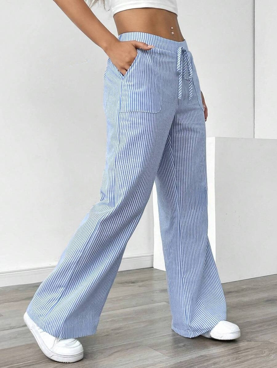 Damen nan weite Baumwoll-Loungehose mit Tunnelzug und Seitentaschen Drune
