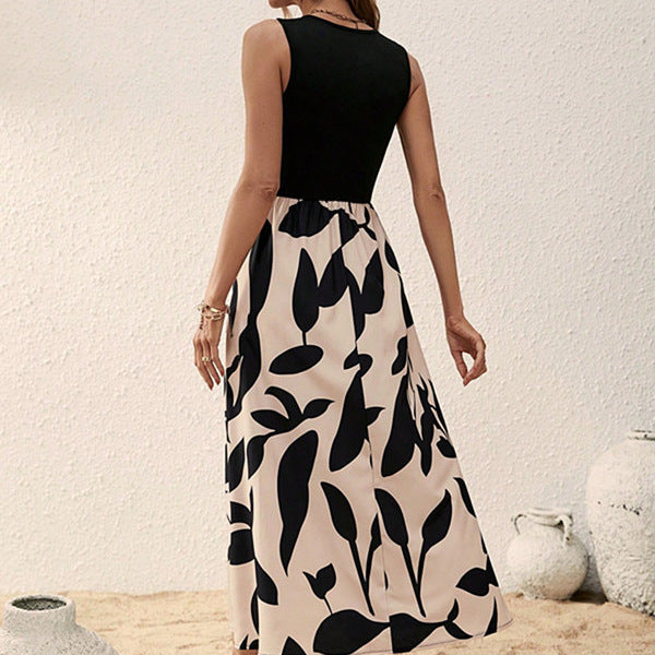 Damen Elegantes Maxi-Kleid mit floralem Druckoverlay ww