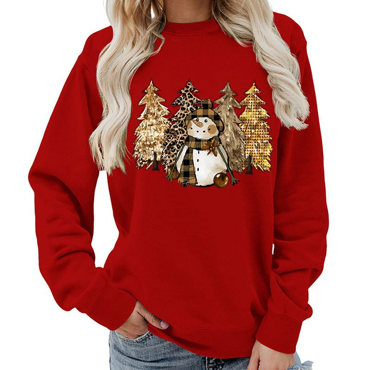 Damen Sweatshirt mit kreativem Schneemann-Design und weichem Innenfutter Drune