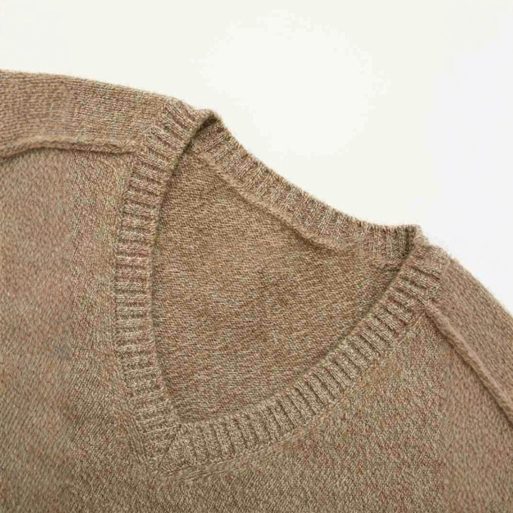 Damen feiner V-Ausschnitt Pulli aus hochwertiger Wolle Drune