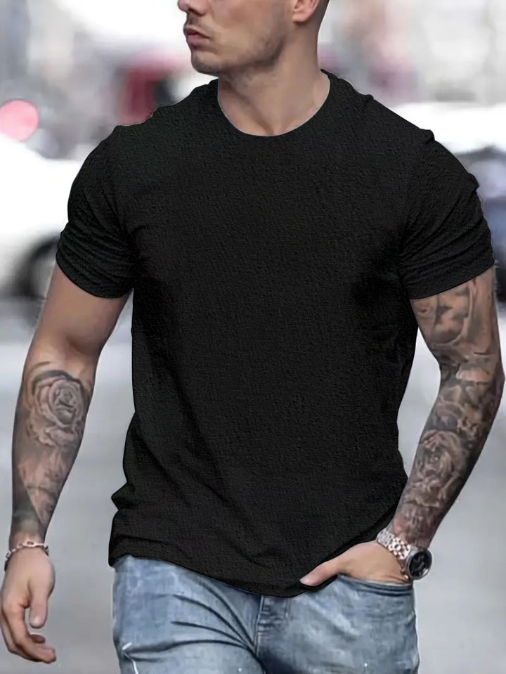 Herren lässiges T-Shirt mit strukturierter Oberfläche und bequemem Schnitt Drune