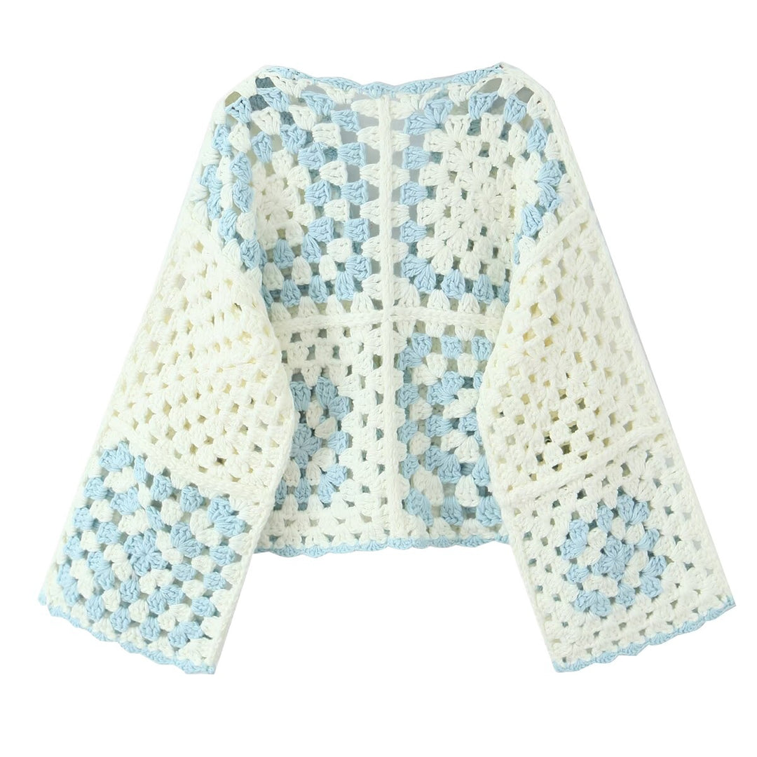 Damen Häkeljacke mit traditionellen Motiven und lässigem Schnitt Drune