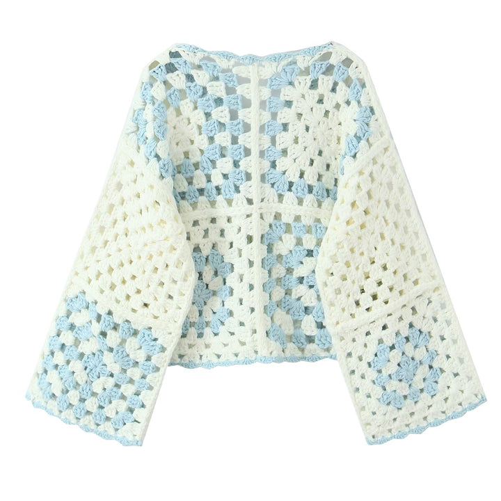 Damen Häkeljacke mit traditionellen Motiven und lässigem Schnitt Drune