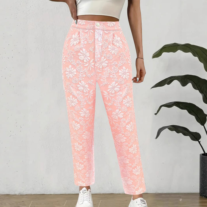 Damen elegante Blumenmuster Hose Drune