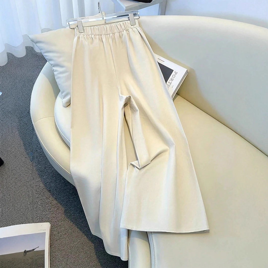 Damen Weite Hochtaillierte Hosen mit Faltenwurf Drune