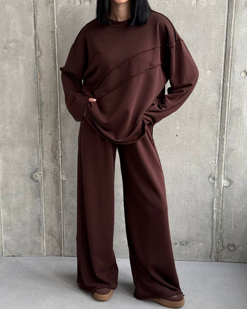 Damen lässiger Lounge-Anzug mit weitem Schnitt und bequemen Details Drune
