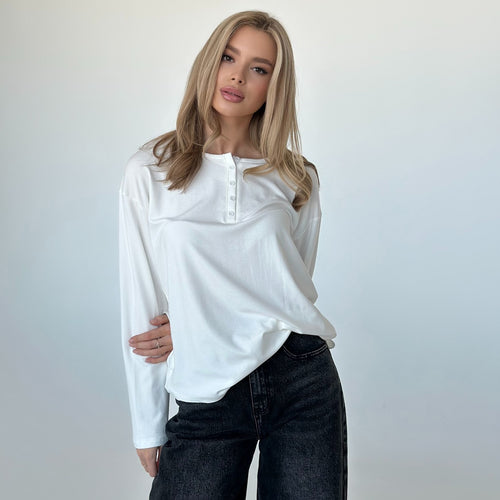 Damen Langarmshirt mit Knopfdetails und lässigem Schnitt Drune