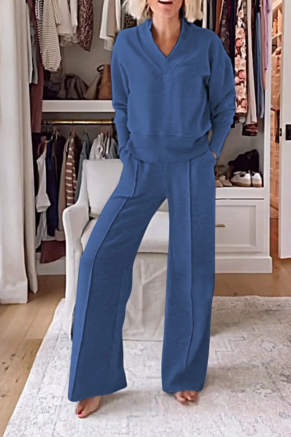 Drune | Lockeres Oberteil und Hose mit weitem Bein Set