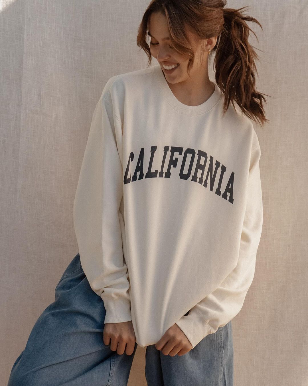 Damen Oversized Sweatshirt mit Retro-Druck Drune